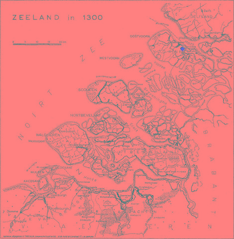 carte Zeeland 1300